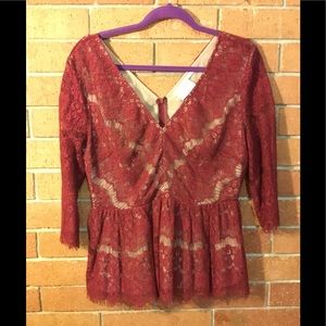 Ruby red Anthropology Maeve top. Size L.